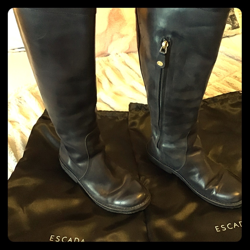 SOLD! Escada- Nubuck knee high leather boots.